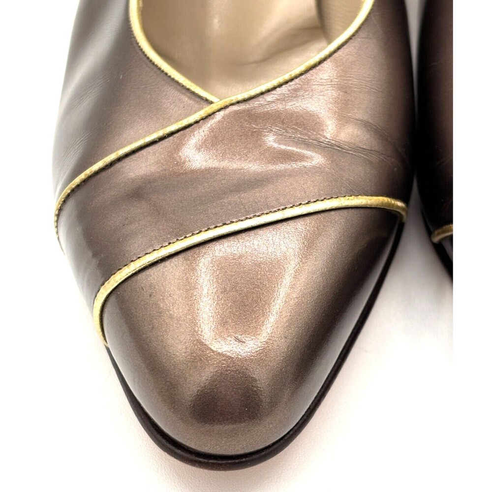 Salvatore Ferragamo Women’s Leather Pumps Sz 8B Bronze w Gold Trim DD10681 EUC - Picture 13 of 16